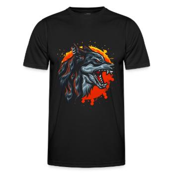 Werewolf sunset design For Wolves fans - Men's Functional T-Shirt - black - Front - AI Model Male 178 dark (178cm)