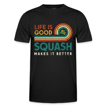 Das Leben Ist Gut. Squash Macht Es Besser - Männer Funktions-T-Shirt - Schwarz - Vorne - AI Model Male 178 dark (178cm)