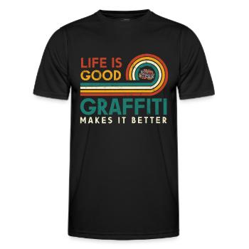 La vie est bonne géométrie la rend meilleure - T-shirt sport Homme - noir - Devant - AI Model Male 178 dark (178cm)