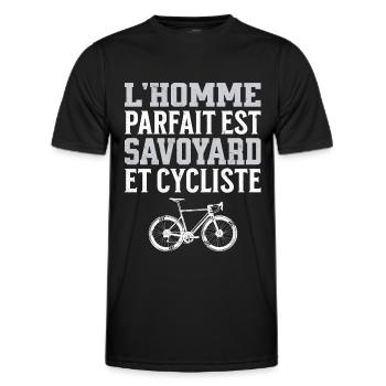 L'Homme Parfait Est Savoyard Cycliste - T-shirt sport Homme - noir - Devant - AI Model Male 178 dark (178cm)