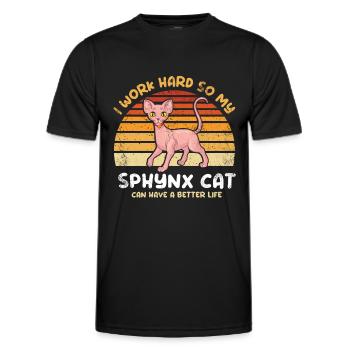 Ich Arbeite Hart, Damit Meine Sphynx-katze Ein - Männer Funktions-T-Shirt - Schwarz - Vorne - AI Model Male 178 dark (178cm)