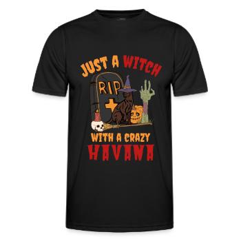 Mignon et effrayant chat d’Halloween de La Havane - T-shirt sport Homme - noir - Devant - AI Model Male 178 dark (178cm)