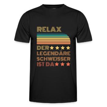 Relax der Legendäre Schweißer ist hier Retro - Männer Funktions-T-Shirt - Schwarz - Vorne - AI Model Male 178 dark (178cm)