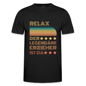 Relax der Legendäre Erzieher ist da Retro - Männer Funktions-T-Shirt - Schwarz - Vorne - AI Model Male 178 dark (178cm)