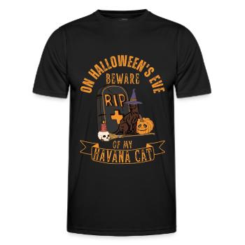 Mignon et effrayant chat d’Halloween de La Havane - T-shirt sport Homme - noir - Devant - AI Model Male 178 dark (178cm)
