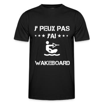 Je peux pas j'ai wakeboard cadeau wakeboard - T-shirt sport Homme - noir - Devant - AI Model Male 178 dark (178cm)