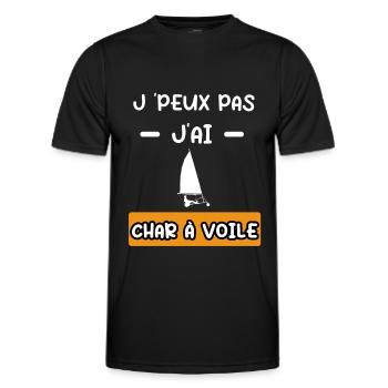 je peux pas j'ai char a voile cadeau char voile - T-shirt sport Homme - noir - Devant - AI Model Male 178 dark (178cm)