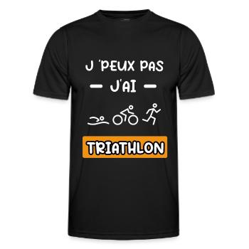 je peux pas j'ai triathlon cadeau triathlon - T-shirt sport Homme - noir - Devant - AI Model Male 178 dark (178cm)