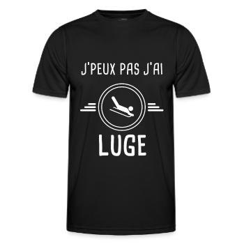 luge je peux pas j'ai luge lugeur - T-shirt sport Homme - noir - Devant - AI Model Male 178 dark (178cm)