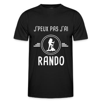 rando je peux pas j'ai rando randonneur - T-shirt sport Homme - noir - Devant - AI Model Male 178 dark (178cm)