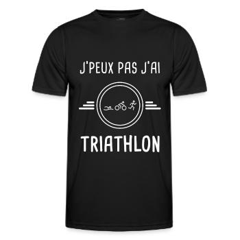 triathlon je peux pas j'ai triathlon triathlète - T-shirt sport Homme - noir - Devant - AI Model Male 178 dark (178cm)