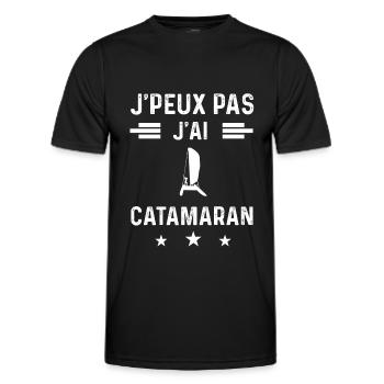 voilier je peux pas j'ai catamaran - T-shirt sport Homme - noir - Devant - AI Model Male 178 dark (178cm)