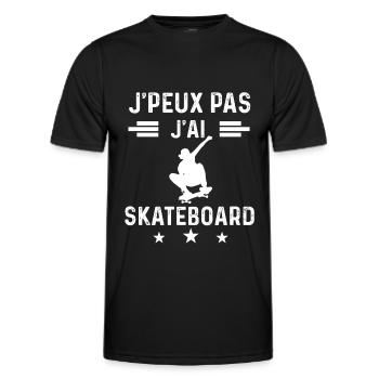 skateboardeur je peux pas j'ai skateboard - T-shirt sport Homme - noir - Devant - AI Model Male 178 dark (178cm)