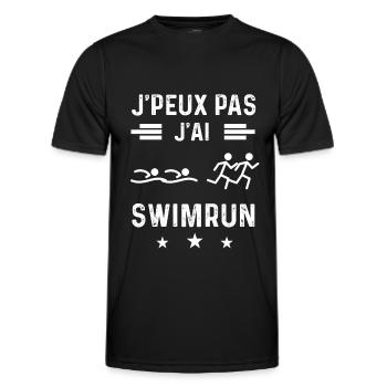 triathlète je peux pas j'ai swimrun - T-shirt sport Homme - noir - Devant - AI Model Male 178 dark (178cm)