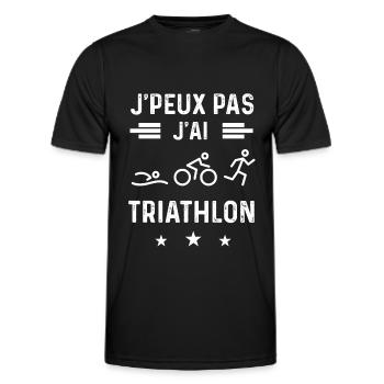 triathlète je peux pas j'ai triathlon - T-shirt sport Homme - noir - Devant - AI Model Male 178 dark (178cm)