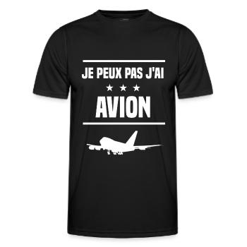 je peux pas j'ai avion humour pilote - T-shirt sport Homme - noir - Devant - AI Model Male 178 dark (178cm)
