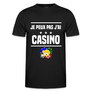 je peux pas j'ai casino humour jetons - T-shirt sport Homme - noir - Devant - AI Model Male 178 dark (178cm)