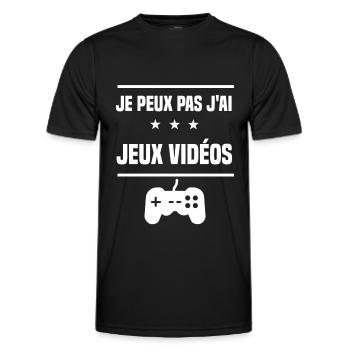 je peux pas j'ai jeux vidéos humour gameur - T-shirt sport Homme - noir - Devant - AI Model Male 178 dark (178cm)