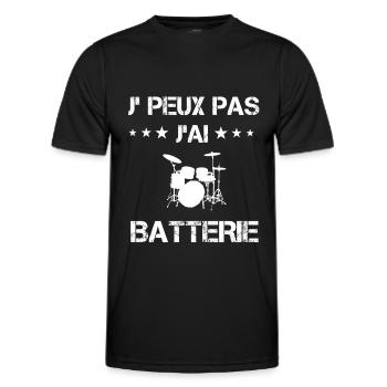 je peux pas j'ai batterie cadeau batteur - T-shirt sport Homme - noir - Devant - AI Model Male 178 dark (178cm)