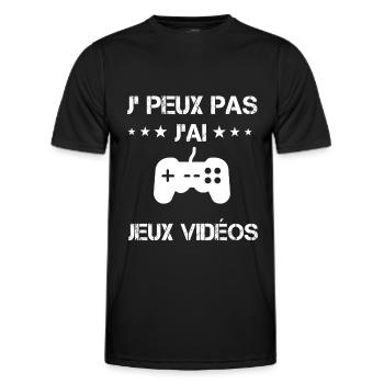 je peux pas j'ai jeux vidéos cadeau gameur - T-shirt sport Homme - noir - Devant - AI Model Male 178 dark (178cm)