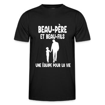 beau-papa beau-père beau-fils homme - T-shirt sport Homme - noir - Devant - AI Model Male 178 dark (178cm)