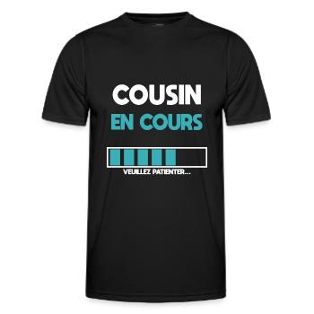 Aktueller Cousin, zukünftiger Cousin, Geschenk, Cousine - Männer Funktions-T-Shirt - Schwarz - Vorne - AI Model Male 178 dark (178cm)
