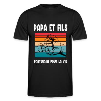 papa et fils point main vintage père fête pères - T-shirt sport Homme - noir - Devant - AI Model Male 178 dark (178cm)