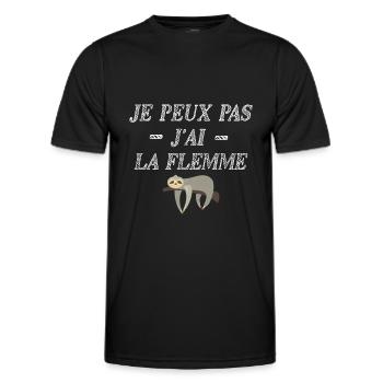 Tee shirt je peux pas j ai la flemme - T-shirt sport Homme - noir - Devant - AI Model Male 178 dark (178cm)