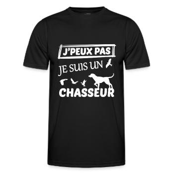 je peux pas j ai chasse - T-shirt sport Homme - noir - Devant - AI Model Male 178 dark (178cm)