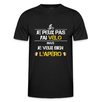 Je peux pas j ai vélo humour - T-shirt sport Homme - noir - Devant - AI Model Male 178 dark (178cm)