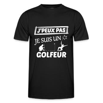 je peux pas j ai golf - T-shirt sport Homme - noir - Devant - AI Model Male 178 dark (178cm)