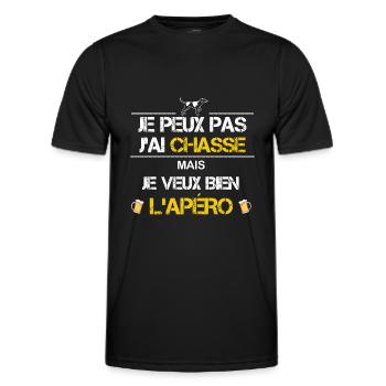 Je peux pas j ai chasse humour texte - T-shirt sport Homme - noir - Devant - AI Model Male 178 dark (178cm)