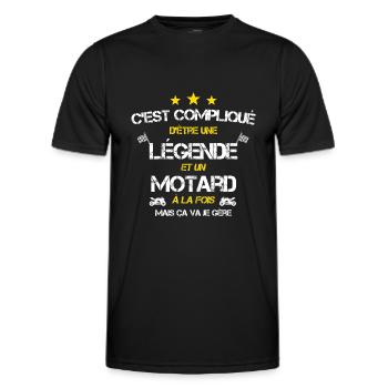 Légende motard humour - T-shirt sport Homme - noir - Devant - AI Model Male 178 dark (178cm)