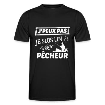 j peux pas j ai pêche - T-shirt sport Homme - noir - Devant - AI Model Male 178 dark (178cm)