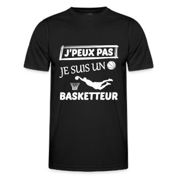 J peux pas j ai basket - T-shirt sport Homme - noir - Devant - AI Model Male 178 dark (178cm)