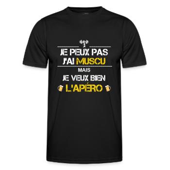 Je peux pas j ai muscu humour - T-shirt sport Homme - noir - Devant - AI Model Male 178 dark (178cm)