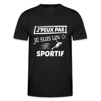 je peux pas j ai sport - T-shirt sport Homme - noir - Devant - AI Model Male 178 dark (178cm)