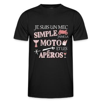 un mec simple moto humour - T-shirt sport Homme - noir - Devant - AI Model Male 178 dark (178cm)