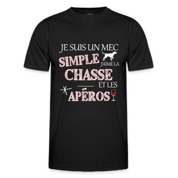 Un mec simple chasse humour - T-shirt sport Homme - noir - Devant - AI Model Male 178 dark (178cm)