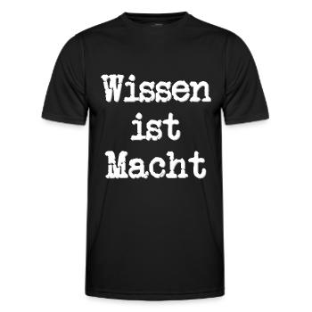 wissen ist macht weiss - Männer Funktions-T-Shirt - Schwarz - Vorne - AI Model Male 178 dark (178cm)