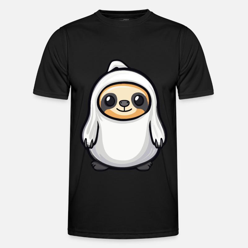 Faultier Halloween Comic Geist - Männer Funktions-T-Shirt - Schwarz