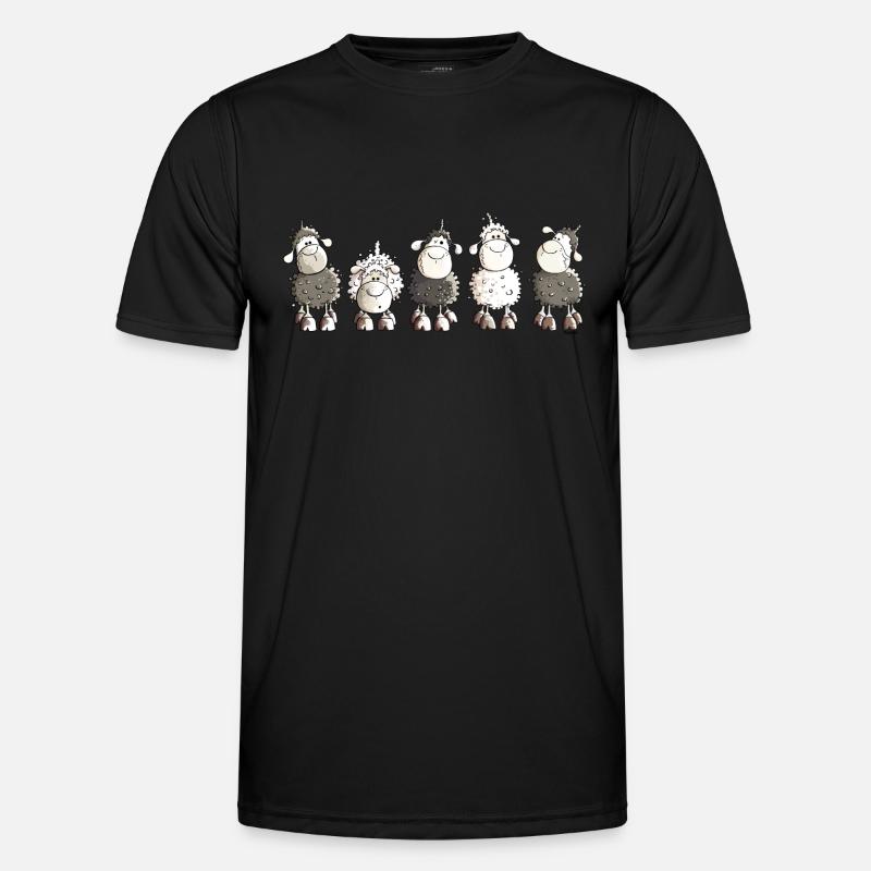 Funny Sheep - Schaf - Schafe - Männer Funktions-T-Shirt - Schwarz