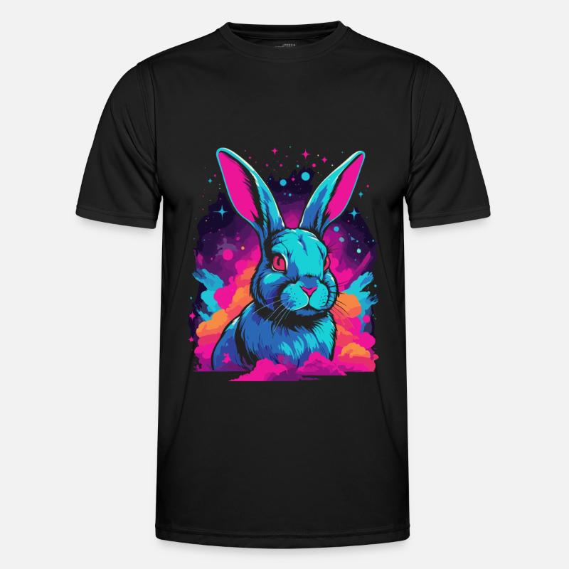 Space Nebula Galaxy Rabbit Lovers Vaporwave - Men's Functional T-Shirt - black