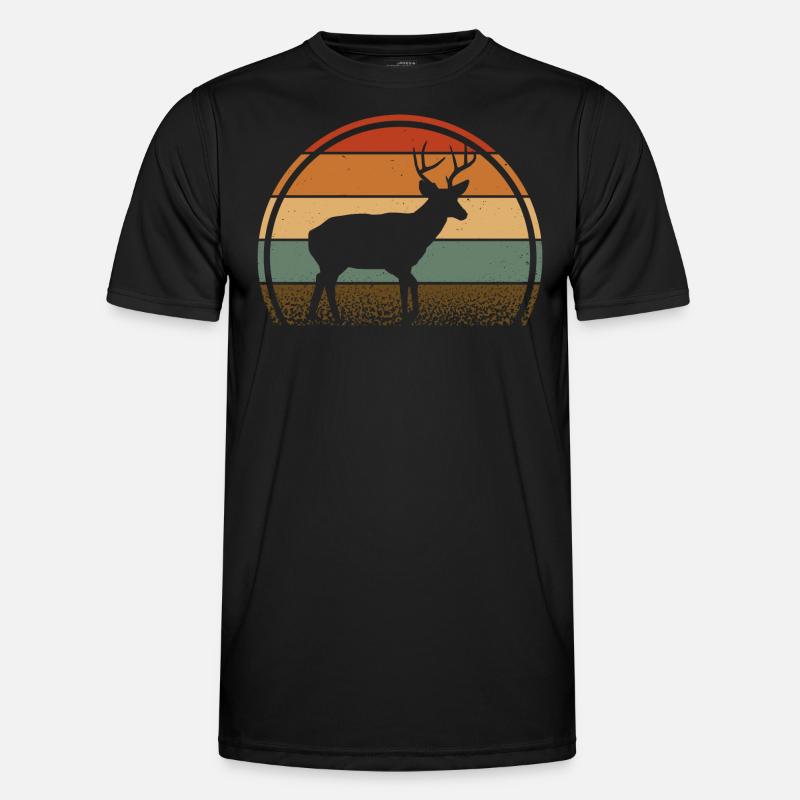 Hirsch - Männer Funktions-T-Shirt - Schwarz