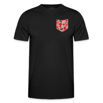 Sommer Obst Frucht Brusttasche Erdbeere - Männer Funktions-T-Shirt - Schwarz - Vorne - AI Model Male 178 dark (178cm)