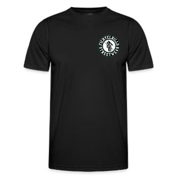 Fichtelhills Streetwear Rund Logo - Männer Funktions-T-Shirt - Schwarz - Vorne - AI Model Male 178 dark (178cm)