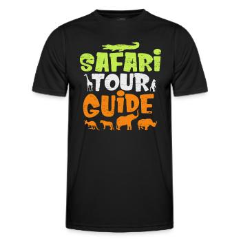 Guide touristique safari pour un touriste d’escorte - T-shirt sport Homme - noir - Devant - AI Model Male 178 dark (178cm)