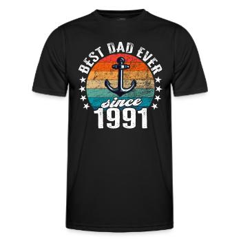 Meilleur père au monde depuis 1991 présentateur - T-shirt sport Homme - noir - Devant - AI Model Male 178 dark (178cm)