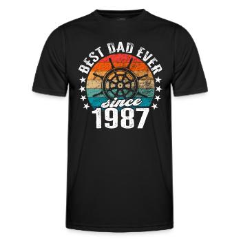 Bester Papa der Welt seit 1987 Kapitän - Männer Funktions-T-Shirt - Schwarz - Vorne - AI Model Male 178 dark (178cm)