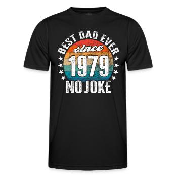 Best dad in the world since 1979 No Joke - Men's Functional T-Shirt - black - Front - AI Model Male 178 dark (178cm)
